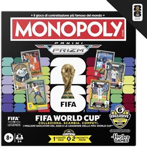 Monopoly Panini Prizm: FIFA World Cup I Jeu de société sur Le thème du Football avec Cartes à Collectionner Monopoly Panini Prizm FIFA World Cup 2026 I À partir de 8 Ans - Version Italienne