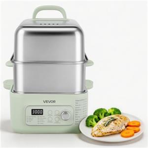 VEVOR Vaporiera Elettrica 2 Ripiano Acciaio Inox 1500W Verdure Pesce Riso