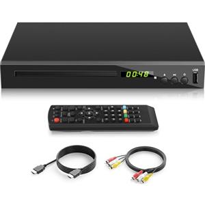JOVELL Lettore DVD Blu-ray per TV, Lettore Blu-Ray HD Compatibile con Dischi Blu-Ray Regione 2, Lettore DVD 1080P per Tutte le Regioni per TV Intelligente, con Ingresso USB/Uscita Coassiale AV HDMI