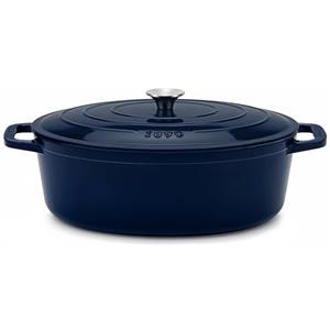 La Fonderie 1890 Pentola ovale in ghisa smaltata 36 cm ALMA36, capacità 7,7 L, compatibile con induzione, gas, elettrico, grill e forno, coperchio in ghisa, ideale per stufare e arrostire, blu navy