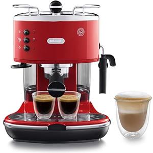De'Longhi ICONA ECO311.R Macchina da Caffè Espresso Manuale e Cappuccino, in Polvere e Cialde E.S.E., Spegnimento Automatico, Serbatoio Estraibile da 1.4L, Potenza 1100W, Scaldatazze, Rosso