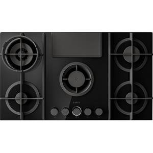 Elica PRONTA CONSEGNA - Elica Piano cottura a gas con cappa aspirante integrata NIKOLATESLA FLAME BL/A/88 PRF0147740A finitura vetro nero da 88 cm