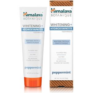 Himalaya Botanique Whitening+ Hydroxyapatite Dentifricio, Idrossiapatite (HA), Peppermint, senza Fluoro, Rimineralizzazione dal Giorno 7, Vegano, senza Glutine, 113g