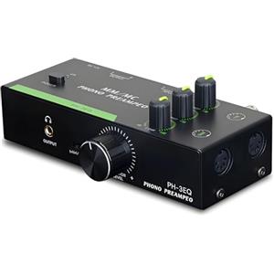 Fafeicy Preamplificatore Phono MM MC Professionale con Ingresso XLR 5 Pin, Equalizzazione Regolabile per Giradischi