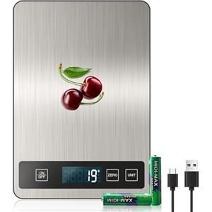 izeyu [ Ricaricabile & 15KG ] Bilancia Cucina Digitale, USB C Elettronica Bilancia da Cucina,Alta Precisione 1g/0.1oz Bilancia Alimenti, Professionale con Funzione Tare, Batterie Incluse