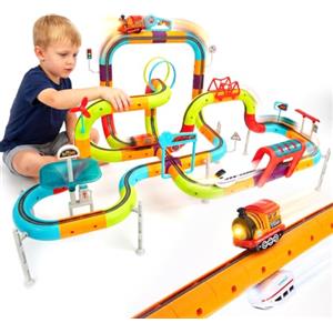 hahaland Pista Macchinine per Bambini 112 PCS, STEM Giochi Bambino 3-6 Anni