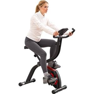 CURECURE Cyclette pieghevole domestica: 16 livelli magnetici, monitor LCD, sensore cardiaco manuale, sella imbottita, capacità 120 kg. Perfetta per cardio a casa
