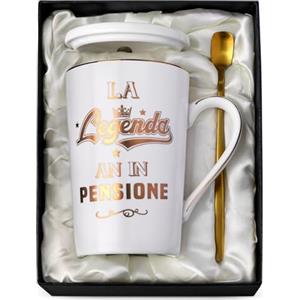 Biching Regalo per Pensione Uomo Donna - Tazza da Caffè in Ceramica da 400ML