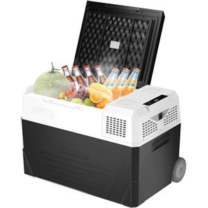 WANNYTON 58L Frigo Portatile a Compressore, Frigorifero Elettrico 12/24/100-240 V, Mini Frigo per Auto, Camper, Barca, con Ruote e Maniglia di Trasporto, con Cavi AC/DC