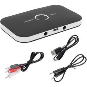 Ubric Trasmettitore e ricevitore audio Bluetooth 5.0, adattatore radio 2 in 1 con connettore AUX da 3,5 mm, per TV, auto e home cinema (integrato, ricaricabile), colore: Nero
