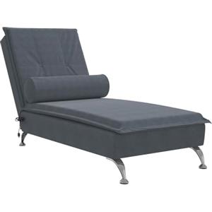 vidaXL Chaise Longue Massaggi con Capezzale Grigio Scuro in Velluto