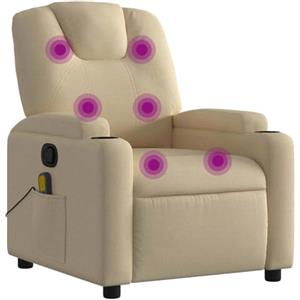 vidaXL Poltrona reclinabile massaggiante in tessuto color crema