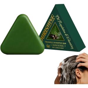 NHPY Shampoo Solido Triangolare Naturale,Saponetta Triangolare Verde Per Capelli,Cura Dei Capelli Alle Erbe,Calmante e Rinforzante