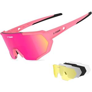 X-TIGER Occhiali Da Ciclismo Con 5 Lenti intercambiabili, TR90 Occhiali Bici MTB per Ciclismo Corsa Pesca Guida
