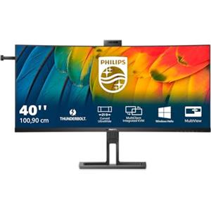Philips 40B1U6903CH USB Hub curvo Monitor 40 pollici 5K UHD, 75Hz, IPS, 4ms GtG, HDR10, altezza regolabile, Web cam, Speakers,TBC, (5120x2160 HDMI 2x 2.0 DP 1x 1.4) nero