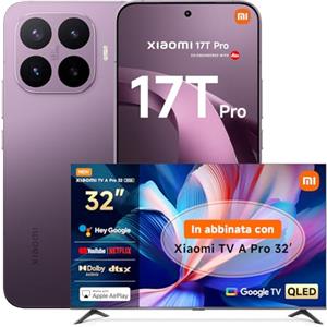 XIAOMI 17T Pro, Smartphone 12+256GB, Display Eye-Care 6,83" 144Hz, Batteria Silicio-carbonio da 7000mAh (typ), Teleobiettivo Leica 5x, 100W HyperCharge, Deep Violet, Garanzia 3 anni TV A PRO 32