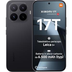 XIAOMI 17T, Smartphone 12+512GB, Black, Teleobiettivo Leica 5x