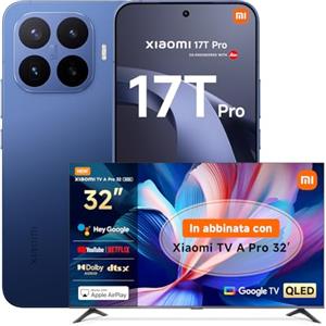 XIAOMI 17T Pro, Smartphone 12+256GB, Display Eye-Care 6,83" 144Hz, Batteria Silicio-carbonio da 7000mAh (typ), Teleobiettivo Leica 5x, 100W HyperCharge, Deep Blue, Garanzia 3 anni TV A PRO 32