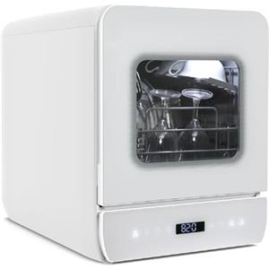 YU YUSING Mini Lavastoviglie da Tavolo con 7 Programmi 3 Coperti, Lavastoviglie Piccola Portatile, con/senza Collegamento Acqua, Serbatoio dell'acqua da 4,8 L, Controllo Touch, Display LED, Bianco