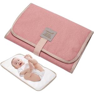 GINGER TECH Fasciatoio pieghevole per il cambio del pannolino, impermeabile, confortevole, portatile, impermeabile, pieghevole, per viaggi e neonati a casa all'aperto (rosa)