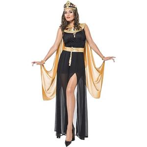 Beokeuioe Costume da donna egiziana Regina Cleopatra Carnevale Halloween Egiziana Cleopatra Vestiti da donna Costume sexy in maschera, colore: nero