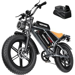 DEEPOWER Bici Elettrica, Batteria Rimovibile 48V 20Ah/35Ah/60Ah, Autonomia 110-250KM, Velocità Massima 25KM/H, Bici Elettrica Con Pneumatici Larghi 20"×4.0, 7 Marce, MTB Elettrica