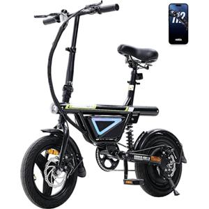Finbike Bici Elettrica Pieghevole 14", 432WH Batteria, Autonomia di 30-50 KM, Motore 250W, E-Bike per Adulti e Adolescente, Carico 120kg, 10/15/25KM/H