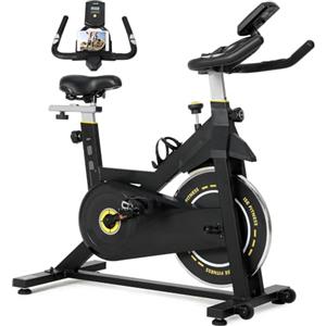 ISE Cyclette da Casa con Resistenza Regolabile, Cyclette per Casa Professionale con Schermo LCD Supporto per Smartphone Exercise Bike per Palestra a Casa