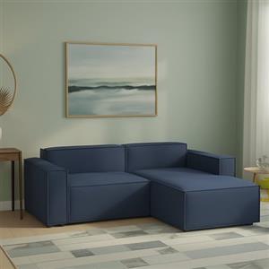 Talamo Italia - Divano fisso con penisola Licia, Divano componibile a 4 posti con penisola sinistra, Sofà moderno in tessuto, 100% Made in Italy, Cm 240x170h70, Blu