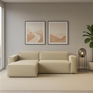 Talamo Italia - Divano fisso con penisola Daniela, Divano componibile con chaise longue sinistra, Sofà moderno in tessuto, 100% Made in Italy, Cm 240x170h70, Beige