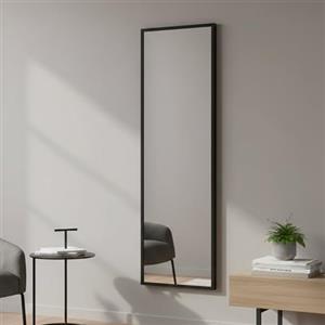Dmora - Specchio Alp, Specchiera, Articolo d'arredo a muro, Decorazione con specchio, 50x2h160 cm, Nero