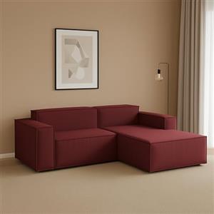 Talamo Italia - Divano fisso con penisola Lidia, Divano componibile con chaise longue destra, Sofà moderno in tessuto, 100% Made in Italy, Cm 240x170h70, Rosso