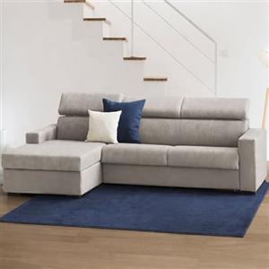 Dmora Divano Fisso con penisola Eliana, Sofà in Tessuto, Chaise Longue Contenitore Sinistra, Braccioli Slim, 100% Made in Italy, Cm 280x95h85, Tortora