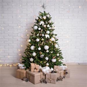Dmora - Albero di Natale 270 cm Vienna, Pino Artificiale, Albero Effetto Reale, Alberello Natalizio Extra folto, 165x165 h270 cm, Verde