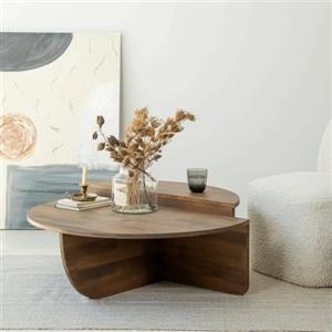 Dmora - Tavolino da salotto Canopus, Tavolo basso da caffè, Portariviste per divano, Ripiano da soggiorno, 90x60h35 cm, Noce