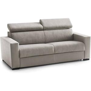 Dmora Talamo Italia - Divano fisso 3 posti Julia, Sofà in tessuto imbottito, Poggiatesta regolabili e Braccioli standard, 100% Made in Italy, Cm 220x95h85, Tortora