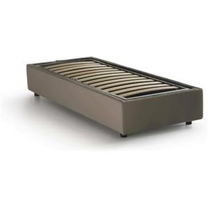 Dmora Talamo Italia - Letto singolo Ilaria, Letto contenitore con rivestimento in tessuto, 100% Made in Italy, Apertura frontale, adatto per materasso Cm 90x190, Tortora