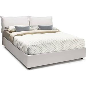 Talamo Italia - Letto matrimoniale Lisa, Letto contenitore con rivestimento in ecopelle, 100% Made in Italy, Apertura frontale, adatto per materasso Cm 160x200, Bianco