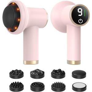 TJXVX Massaggiatore Elettrico cellulite Senza Fili Rosa, 9 Velocità e 8 Testine
