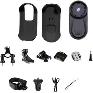 Risveglio Per Action Camera Compatta 1080P con Display da 2,44 cm, 120 Grandangolo Indossabile, 350 mAh per Mini per Body Camera Vlogging Ciclismo (nero)