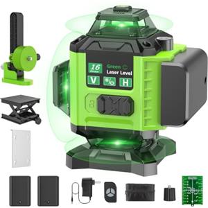 karzu Livella Laser 4D 360° Verde - Telaio Ultra-Stabilizzato per Massima Precisione, Tecnologia SHARP, Anti-Vibrazione, 2x Batterie 2400mAh, Modalità Pulse & Design Anti-Urto