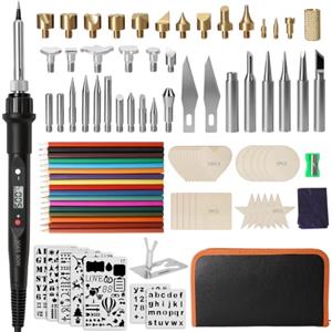 LURICO 103 Pezzi Kit Saldatore Portatile Per Pirografia 80W Saldatore a Stagno Kit | Pirografo Per Legno Temperatura Regolabile 220° C A 500° C per Incisione su Legno Cuoio Pirografia Saldatura e Riparazioni