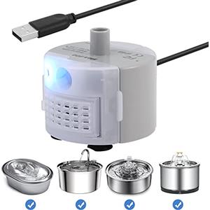 Diealles Shine Pompa per Fontana Gatti con LED, USB Pompa di Ricambio Fontanella Gatti per 2.5L Fontana