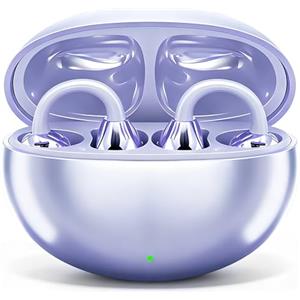 PTHTECHUS Cuffie Conduzione Ossea, Cuffia Aperte Auricolari a Clip Auricolari Bluetooth Sport Clip Aperta Cuffie In-Ear Wireless, Compatibile iOS/Android, 60 ore di Riproduzione, M91 (Viola)