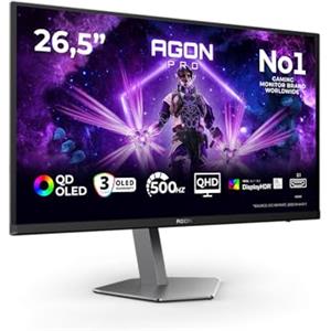 AOC Gaming Monitor AG276QKD2 27" 2560x1440, WQHD, 500Hz, QD-OLED Panel, 0.03ms GtG, USB Hub Speakers, Height Adjustment, (HDMI2x 2.1 DP 1x 2.1) Adaptive Sync, HDR500 TrueBlack, G-Sync Comp., Nero