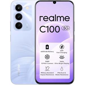 realme C100 5G Smartphone 128GB ROM, Batteria Titan 6600mAh e Ricarica Rapida 45W, Telefono Cellulare con 144Hz Ultra Brillante, Android 16 Cellulari Resistenza agli Urti Militare, Ricarica Inverso