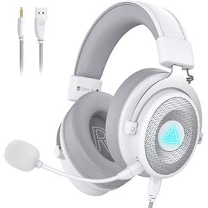 EKSA Cuffie Gaming, E900Pro Cuffie PS5 con audio surround 7.1 e microfono con cancellazione del rumore, Jack Audio USB & 3,5mm, Cuffie PC super leggere con luce LED per PC/Mac/Switch/PS4/PS5/Xbox One