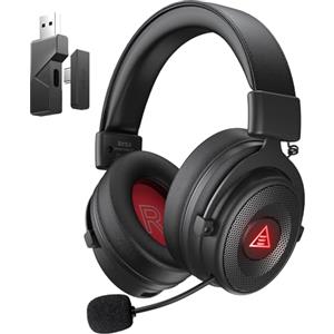 EKSA Cuffie da gioco wireless Bluetooth, 2,4 GHz, interfaccia USB e USB senza fili, durata della batteria 50 Hrs, microfono estraibile, cancellazione del rumore, senza cavo, per PC/PS4/PS5/Mac, E900BT