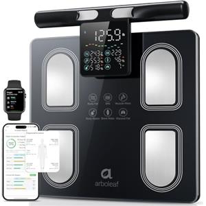 arboleaf Bilancia Impedenziometrica con 8 Elettrodi con Maniglia con Display Integrato, Bilancia Intelligente con Analisi Corporea con Bluetooth y APP, 50 Metriche, Capacità 180 kg