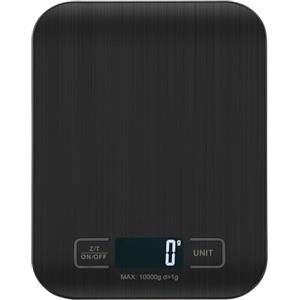 VIBOOS Bilancia Da Cucina Digitale, 10 kg, Bilancia Elettronica In Acciaio Inox, Elegante Bilancia Alimentare Ultra Sottile, Bilancia Elettronica Per Casa e Cucina Con Display Lcd, Funzione Tara (Nero)